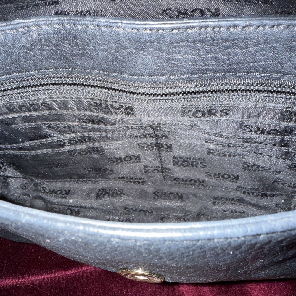 MICHAEL KORS FULTON Bag SMALL SHOULDER FLAP PURSE Black Pebbled Leather - Picture 9 of 10